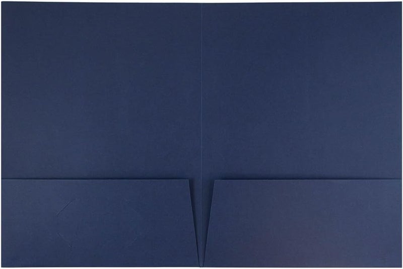 JAM Paper Two Pocket Textured Linen Presentation Folders - Letter Size Business Folder - Navy Blue - Bulk 25/Pack - Image 2