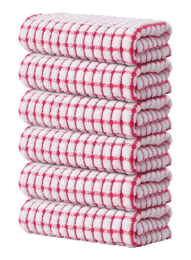 Kitinjoy Cotton 6 Pack Terry Kitchen Towels, 16 x 25 Inches Super Soft and Absorbent Dish Towels, Quick Drying Hand Towels for Kitchen Drying, Red - Image 1