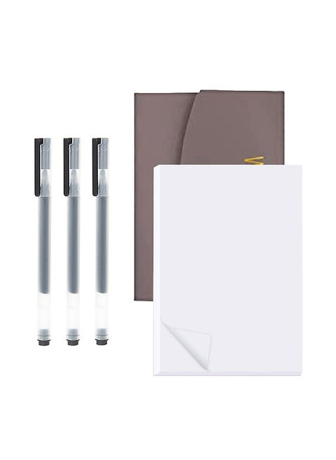 3 Pcs Black Gel Pens and 100 Sheets Blank Notepad