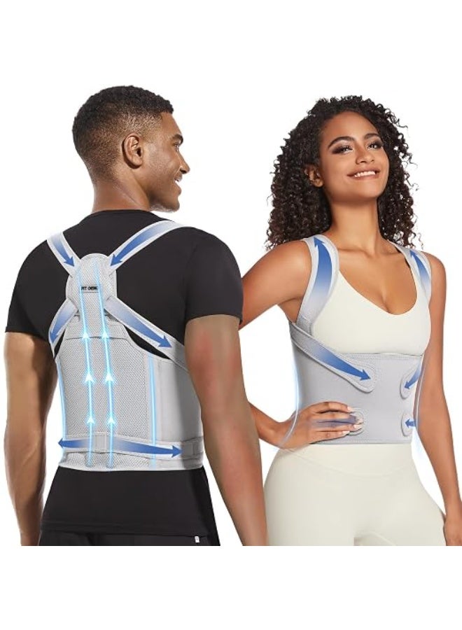 Posture Corrector Back Brace with Adjustable Straps, Full Back and Shoulder Support, Comfortable Ergonomic Design for Daily Use