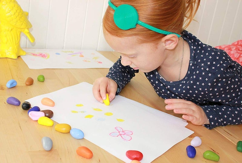 Crayon Rocks Birthday in A Box Gift Set, 8 Rock-Shaped Soy Wax Crayons, Tripod Grip for Handwriting Development, Purple Velvet Bag & Wooden Cutout, Fun Educational Gift for Kids & Toddlers - Image 3