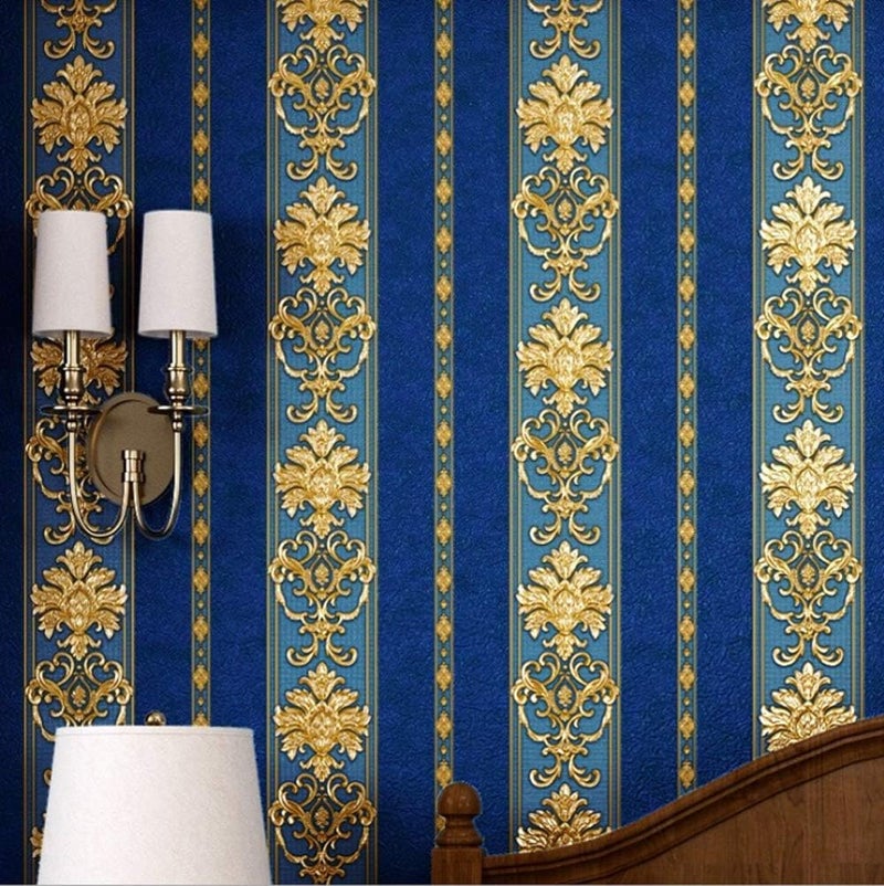 FOKRIM Royal Blue Wallpaper for Walls Sticker 45x300cm 14-sqft - Peel and Stick Removable Self Adhesive Waterproof Wall Paper for Home Kids Room Play Room - Image 1