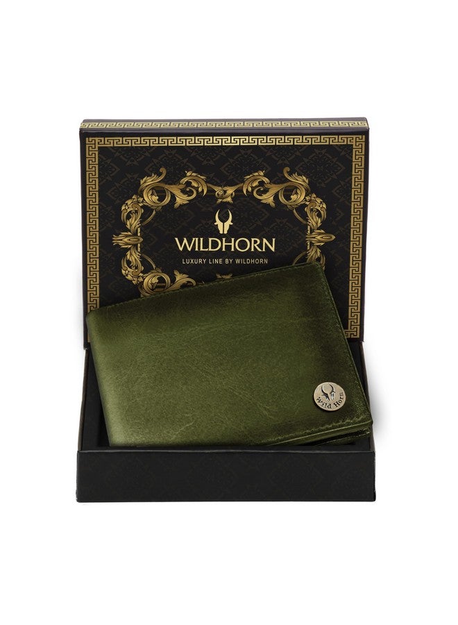 WildHorn RFID Protected Leather Wallet for Men, Green Crunch - Image 1