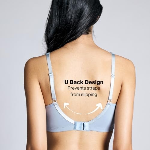 NYKD (NYB169 Cotton Anti Microbial Non Padded & Non Wired Side Support Shaper Bra for Women | Full Coverage Bra with Detailed Contoured Lift & Shape with Wide Straps - Blue - Image 2