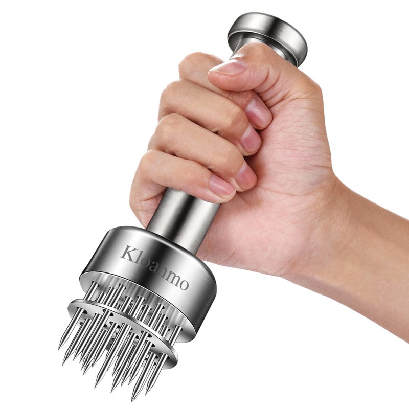 Kloahmo Stainless Steel Meat Tenderizer Tool, 21 Sharp Needles, Meat Piercing, Tenderizing Steak, Beef, Chicken, Pork, Barbecue, Marinating, Small Meat Grinder - Image 1