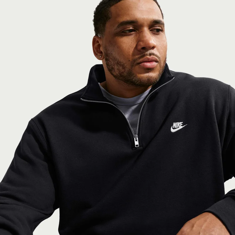 Nike Black Men's Sportswear Club Zip Fleece Top for Men | Best Price UAE