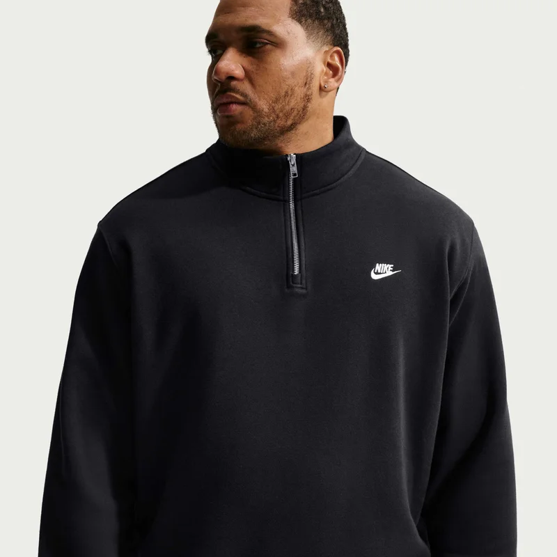 Nike Black Men's Sportswear Club Zip Fleece Top for Men | Best Price UAE