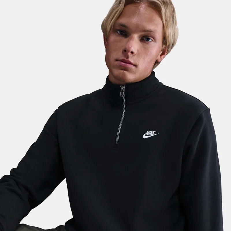 Nike Black Men's Sportswear Club Zip Fleece Top for Men | Best Price UAE