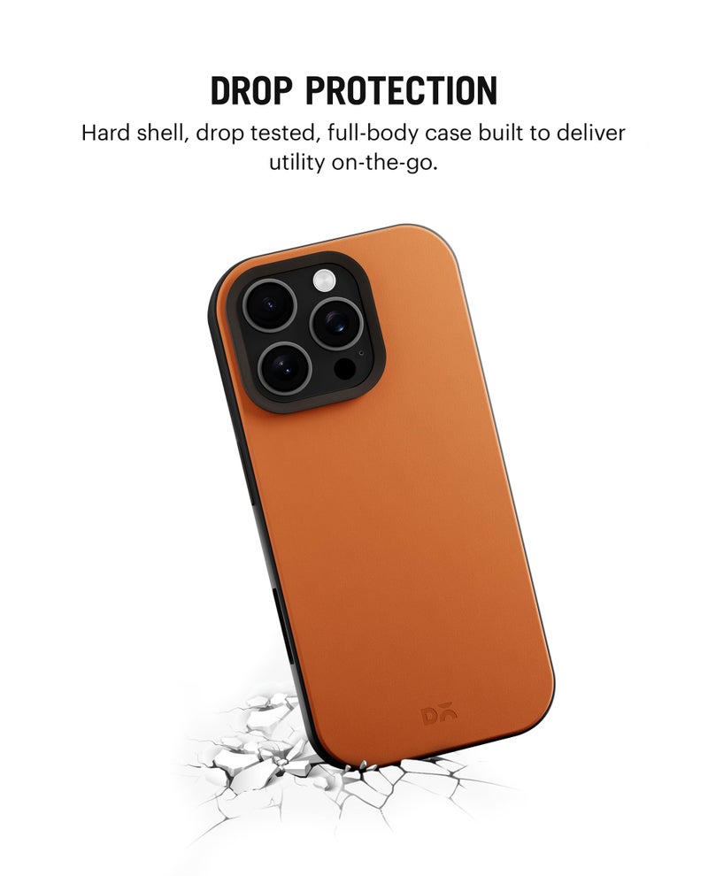 DailyObjects Leatherite Case for iPhone 16 Pro Max Compatible with Mag-Safe Wireless Charging | Tan-Grey Hybrid Magnetic Back Cover - Image 4