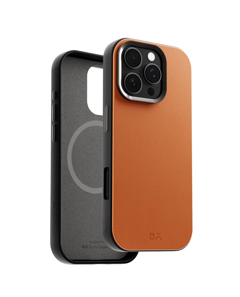 DailyObjects Leatherite Case for iPhone 16 Pro Max Compatible with Mag-Safe Wireless Charging | Tan-Grey Hybrid Magnetic Back Cover - Image 3