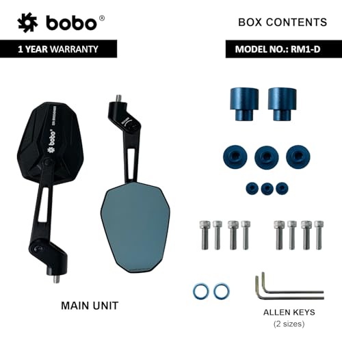 BOBO RM1-D Premium Motorcycle Rearview Mirror, Anti-Glare, Anti-Fog, 360-Degree Rotation, Multi-Angle Adjustable - Image 4
