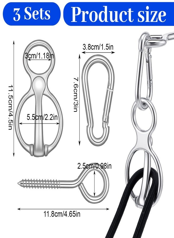 Lemecima 3 Sets Horse Tie Ring with Eye Bolt and Snaps Saddle, Heavy Duty Carbon Steel Horse-Tack Training Equipment - Safe Blocker Ring Horse Accessories and Supplies (Silver) - Image 2
