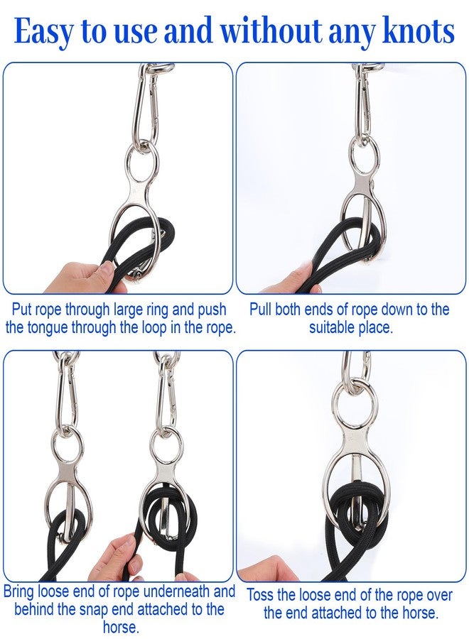 Lemecima 3 Sets Horse Tie Ring with Eye Bolt and Snaps Saddle, Heavy Duty Carbon Steel Horse-Tack Training Equipment - Safe Blocker Ring Horse Accessories and Supplies (Silver) - Image 4