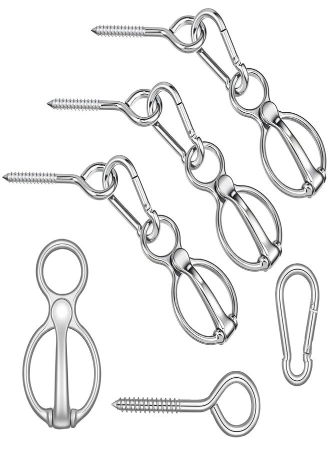 Lemecima 3 Sets Horse Tie Ring with Eye Bolt and Snaps Saddle, Heavy Duty Carbon Steel Horse-Tack Training Equipment - Safe Blocker Ring Horse Accessories and Supplies (Silver) - Image 1