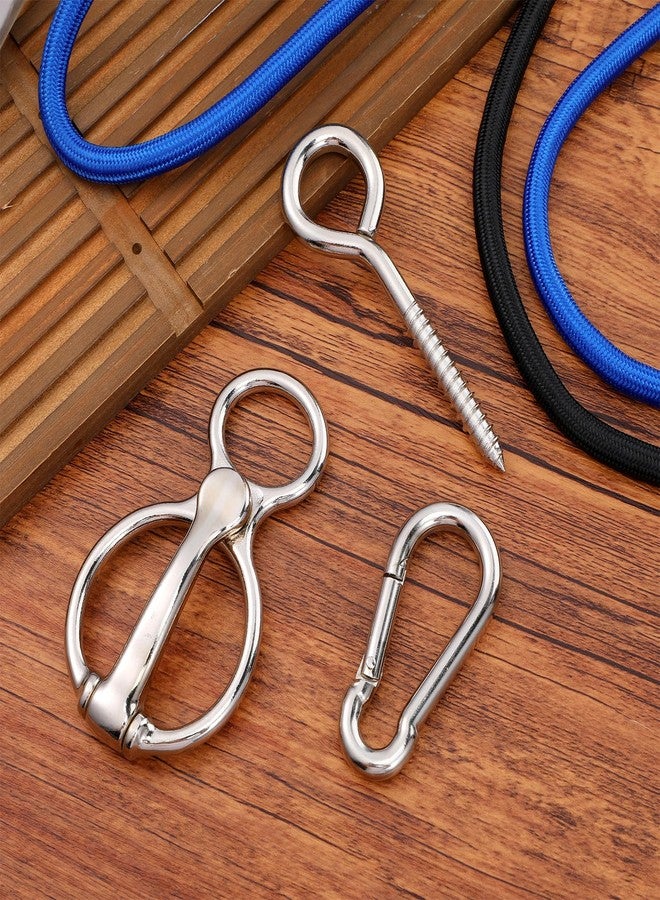 Lemecima 3 Sets Horse Tie Ring with Eye Bolt and Snaps Saddle, Heavy Duty Carbon Steel Horse-Tack Training Equipment - Safe Blocker Ring Horse Accessories and Supplies (Silver) - Image 5