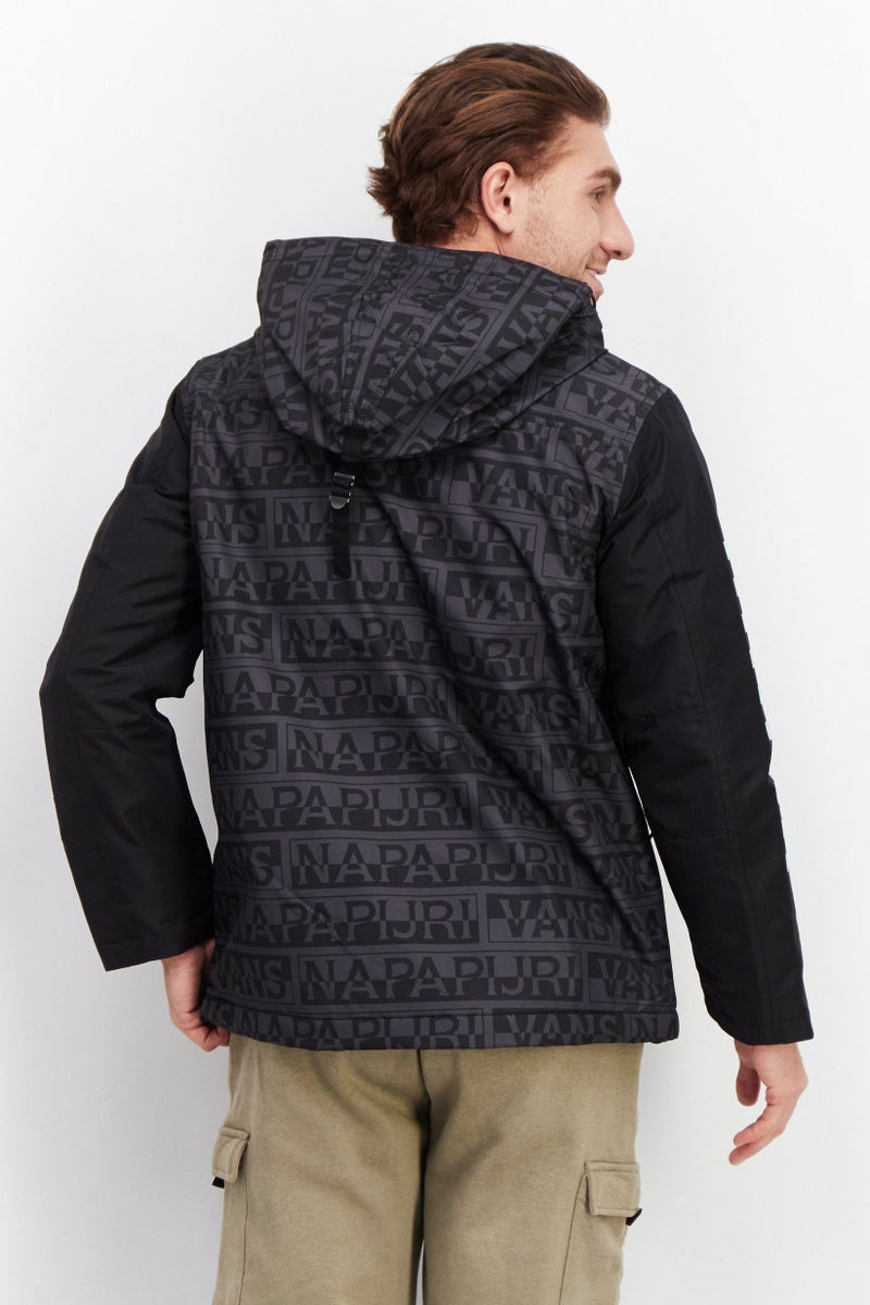 VANS جاكيت هودي ناعم بشعار العلامة التجارية للرجال، مجموعة سوداء - Image 4