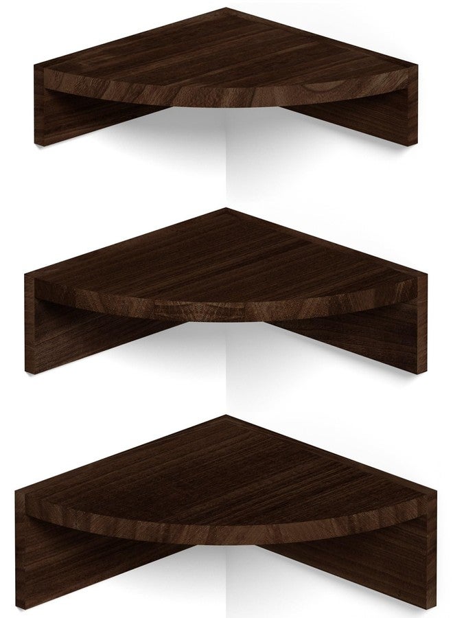 Alsonerbay Corner Shelf Wall Mount, Set of 3 Floating Shelves for Wall Storage and Display, Rustic Wood Shelves for Bathroom, Bedroom, Kitchen, Living Room, Nursery and Office (Dark Brown) - Image 1