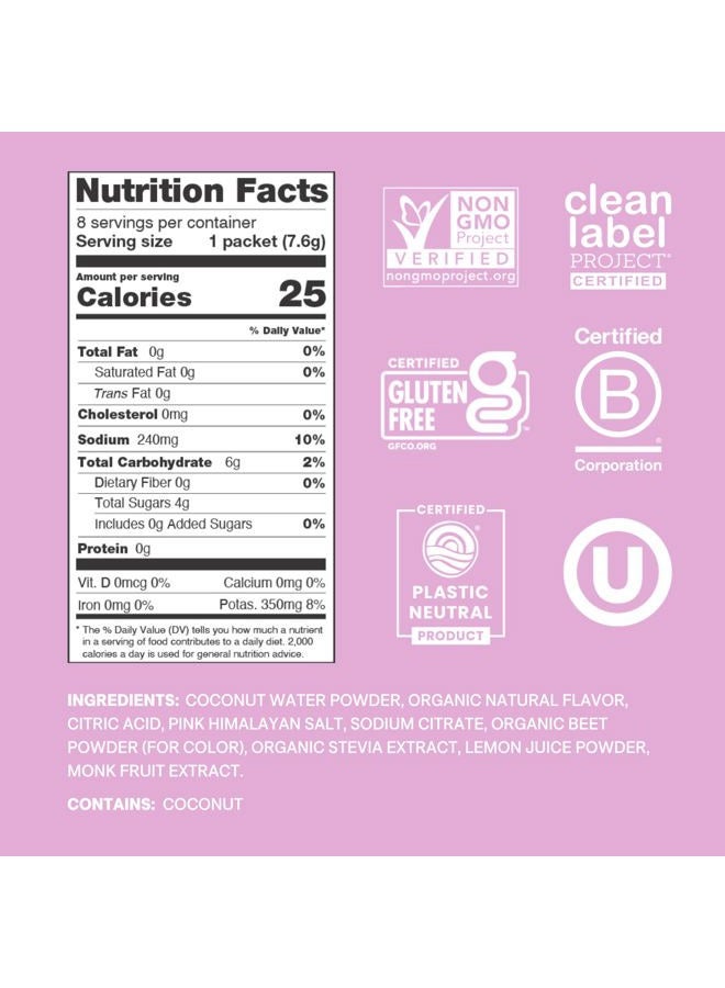Cure Hydration Plant-Based Electrolyte Drink Mix | No Added Sugar | FSA-HSA | Dehydration Relief Powder Made with Coconut Water | Non-GMO | Vegan | Box of 8 Packets - Watermelon - Image 2