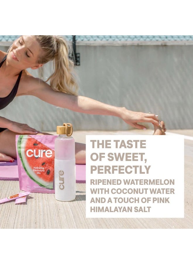 Cure Hydration Plant-Based Electrolyte Drink Mix | No Added Sugar | FSA-HSA | Dehydration Relief Powder Made with Coconut Water | Non-GMO | Vegan | Box of 8 Packets - Watermelon - Image 5