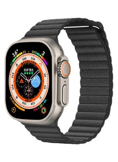 FITIT FITIT Leather Link Band Compatible with Apple Watch Band 44mm/45mm iWatch Series 9 and below, Latest Magnetic Stainless Steel Adjustable Wrist Replacement, 42mm, 44mm,45mm and 49mm, Black  - Image 1