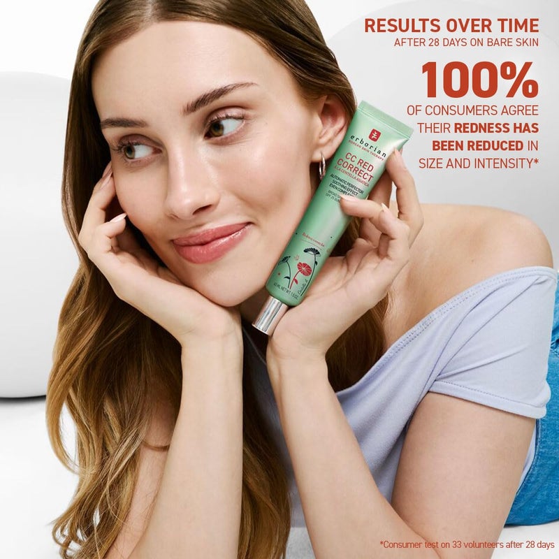 Erborian CC Red Correct - Skincare-First Green Color Corrector with Centella Asiatica, Illuminating Color Corrector with Redness Coverage & SPF 25 - Cica, Korean Skincare, 1.5 Oz - Image 4
