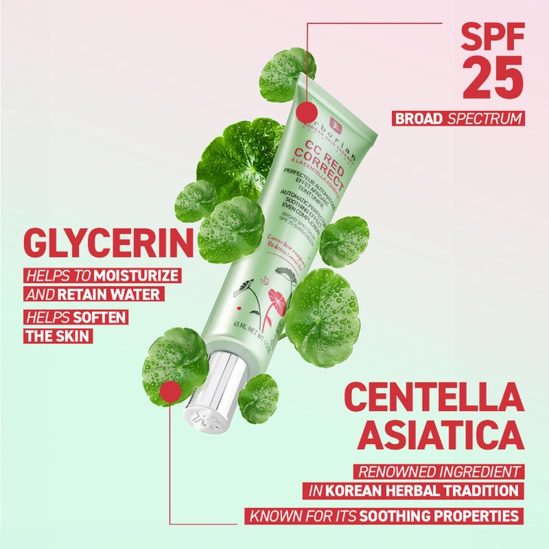 Erborian CC Red Correct - Skincare-First Green Color Corrector with Centella Asiatica, Illuminating Color Corrector with Redness Coverage & SPF 25 - Cica, Korean Skincare, 1.5 Oz - Image 3