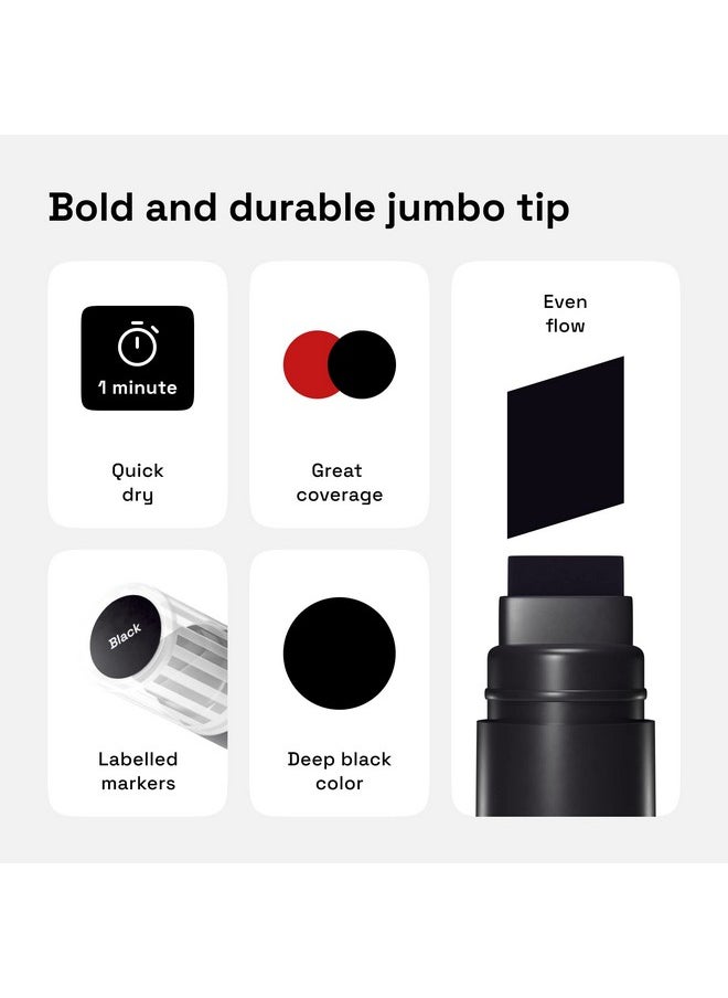 ARTISTRO - ARTISTRO 5 Black Acrylic Paint Pens, Acrylic Paint Markers Jumbo Tip, Fabric Markers for Textile, Canvas, Rock, Glass, Wood, Paper, DYI, Paint Markers for Kids and Adults - Image 1