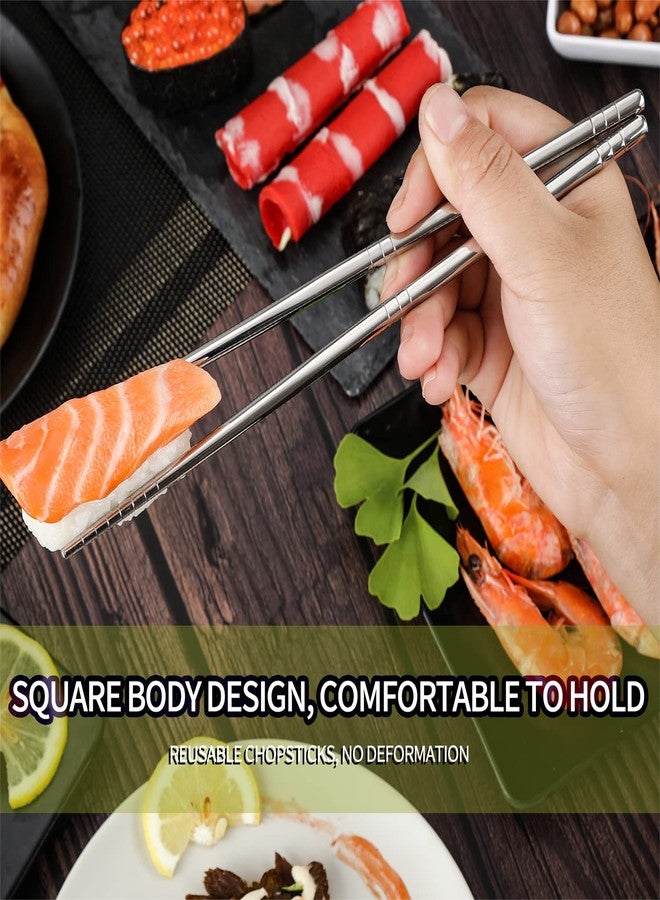 HuaLan Metal Alloy Chopsticks Stainless Steel Lightweight Chopsticks 5 Pairs Gift Set - Image 3