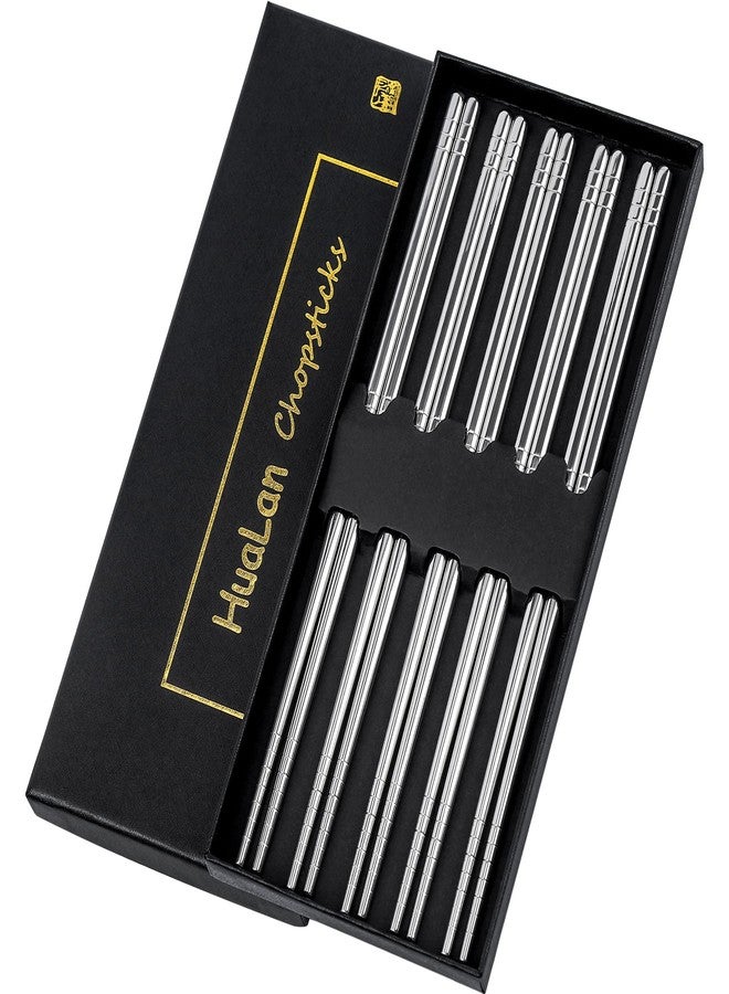 HuaLan Metal Alloy Chopsticks Stainless Steel Lightweight Chopsticks 5 Pairs Gift Set - Image 1