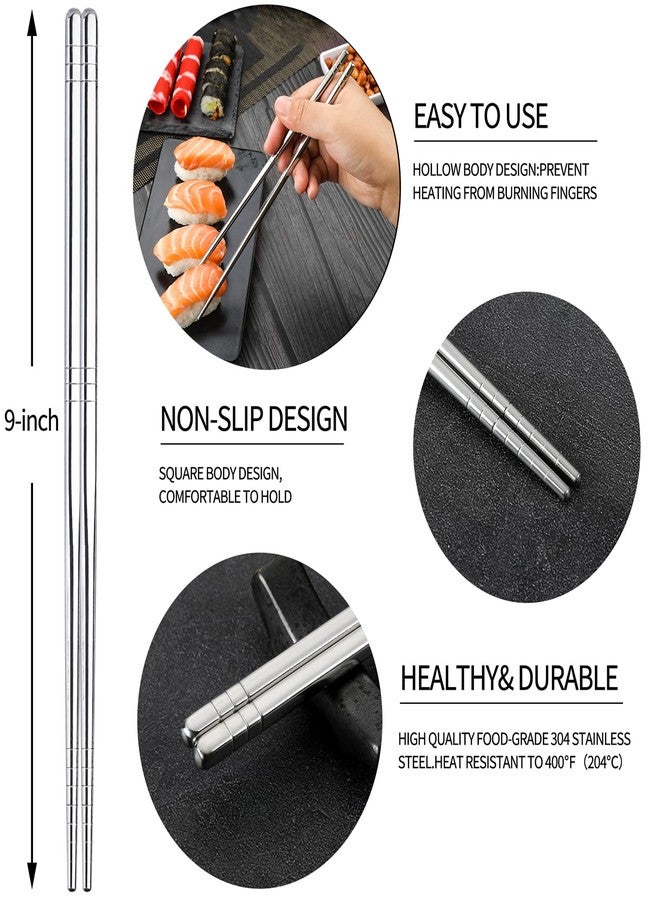 HuaLan Metal Alloy Chopsticks Stainless Steel Lightweight Chopsticks 5 Pairs Gift Set - Image 2
