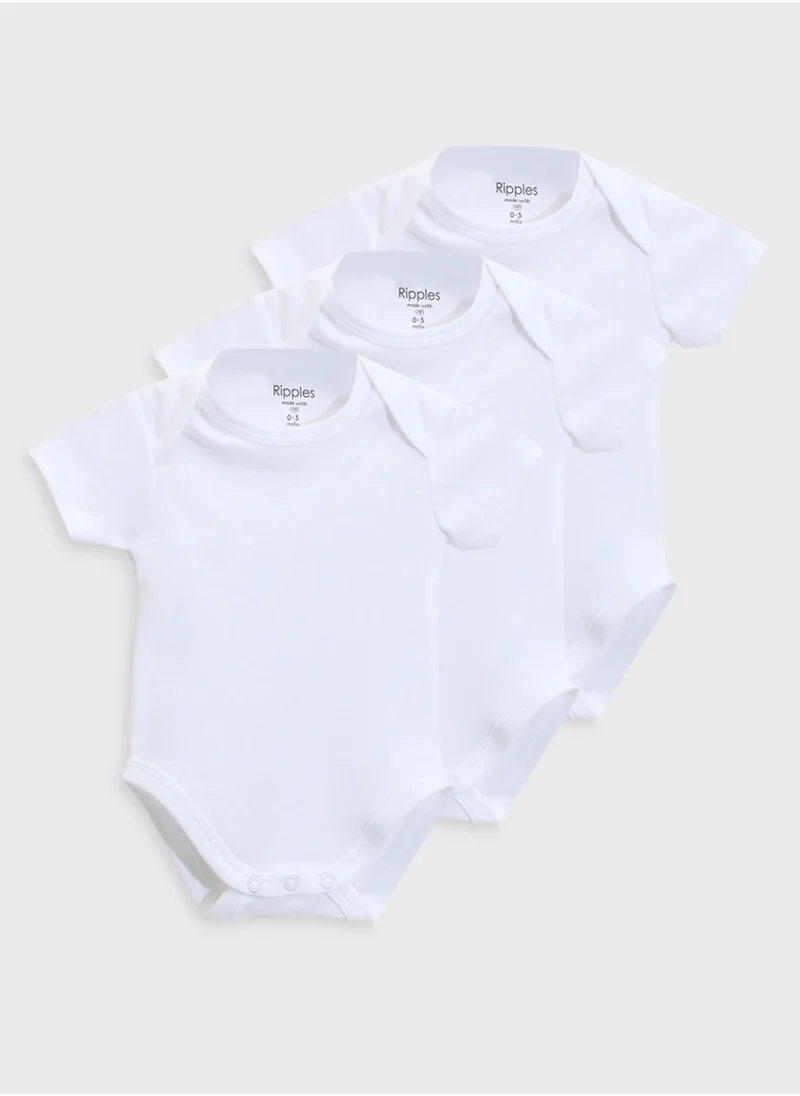 Ripples Girls 3-Pack Short Sleeves Bodysuit