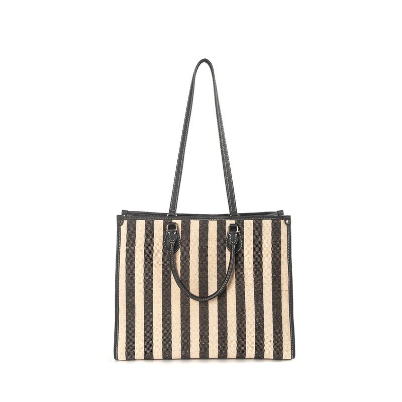 Niche Design Japanese Style Elegant Bag Imported Jute With First Layer Cowhide Commuter Bag Large Capacity Portable Shoulder Bag - Image 3
