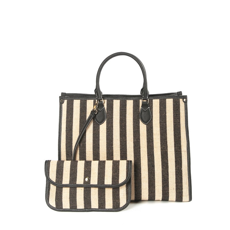 Niche Design Japanese Style Elegant Bag Imported Jute With First Layer Cowhide Commuter Bag Large Capacity Portable Shoulder Bag - Image 1