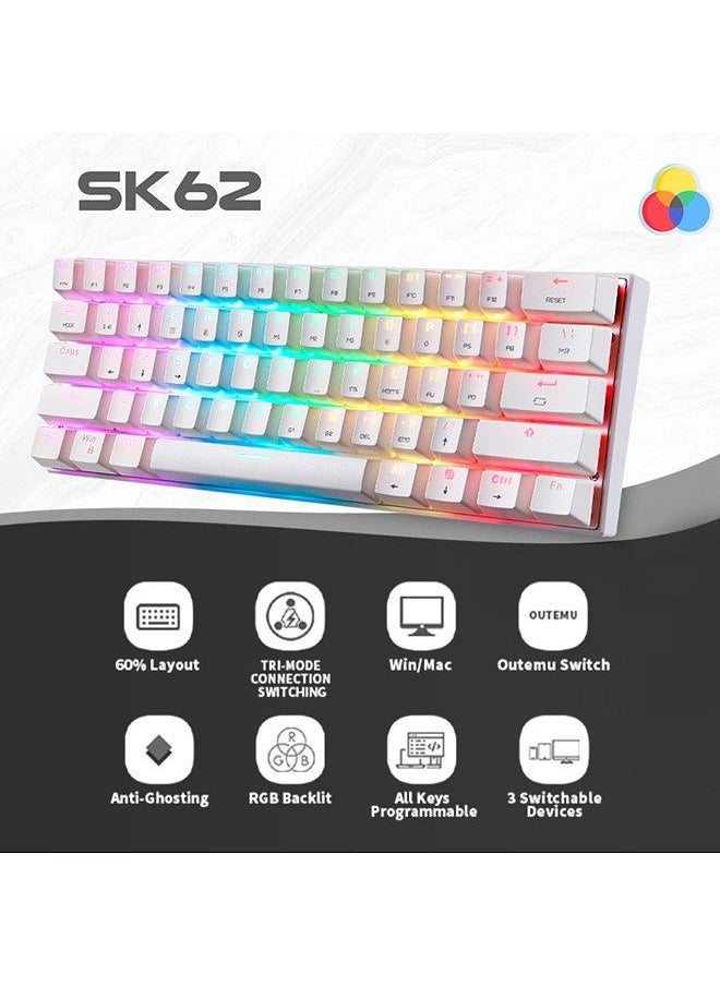 Motospeed SK62 BT Wireless Gaming Mechanical Keyboard 61 Keys RGB Backlight Blue Switch Macro Drive For Laptop PC  - Image 3