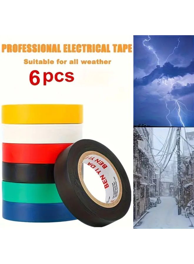 6pcs Heavy Duty PVC Electrical Tape Waterproof Insulation Random Color for Wiring Cable Bundling - Image 2