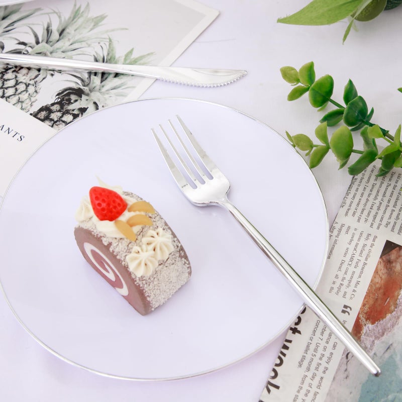 Rubtlamp 90Pcs Silver Plastic Silverware  Silver Plastic Utensils  Plastic Cutlery Include 30 Knives  30 Forks and 30 Spoons  Silverware Heavy Duty For Party  Wedding - Image 4
