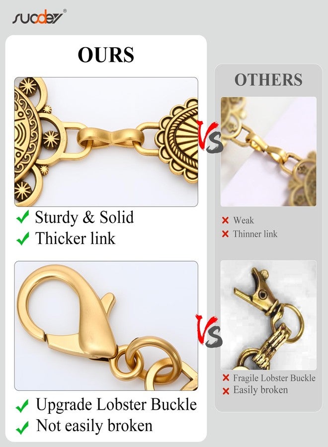 SUOSDEY Western Concho Belts for Women Cowgirl Metal Waist Gold Chain Belt for Boho Dresses Jeans - Image 4