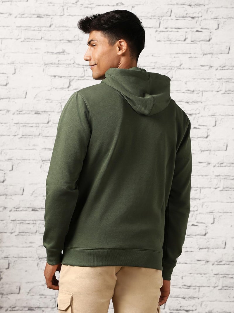 NOBERO Elegant Unisex Olive Green Cotton Solid Plain Hoody Sports Winter Gym Workout Running Travel Trekking Hooded Sweatshirts and Hoodies for Unisex Cotton Winter Casual Wear Without Zipper-XL - Image 4