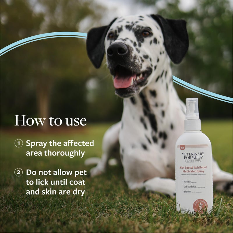 Veterinary Formula بخاخ علاجي للبقع الساخنة والحكة من Veterinary Formula، سعة 8 أونصات، بخاخ سهل الاستخدام للكلاب والقطط يساعد على تخفيف حكة الجلد الحساس ولعق الفراء - Image 4