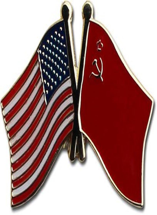 Flagline USA and USSR Soviet Union Flag Die-struck Metal Friendship Lapel Pin with Butterfly Clasp Closure - Image 2