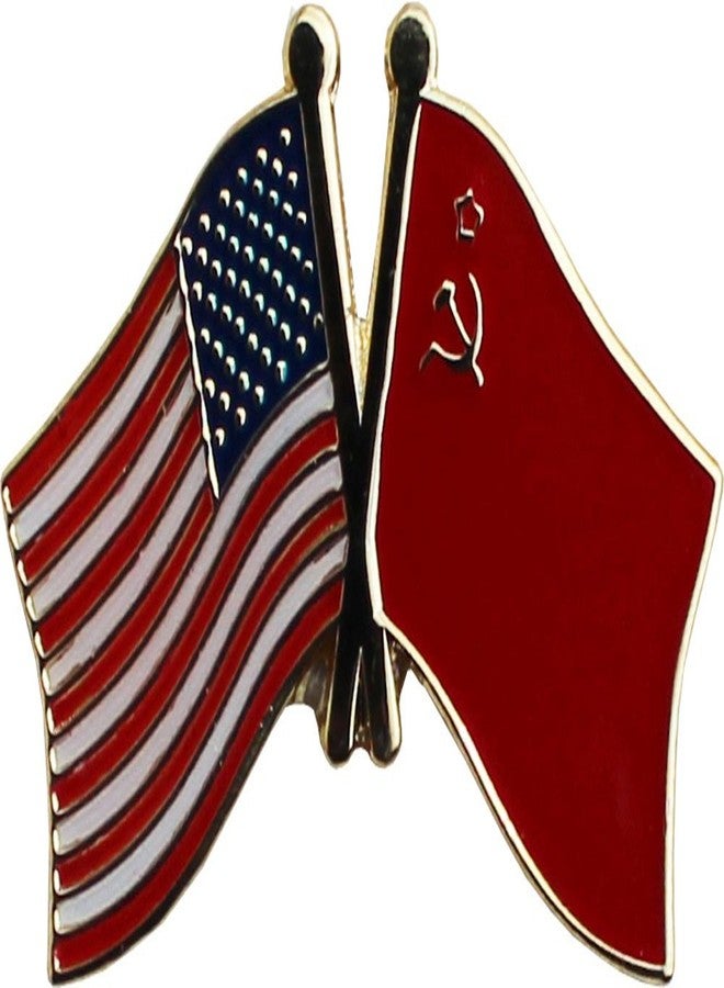 Flagline USA and USSR Soviet Union Flag Die-struck Metal Friendship Lapel Pin with Butterfly Clasp Closure - Image 1