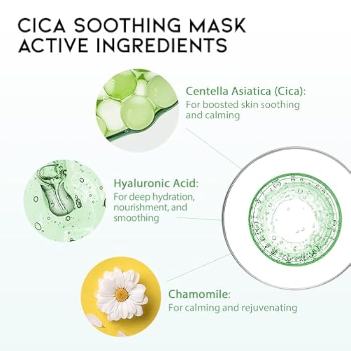 #OOTD Hydrating Soothing Sheet Masks Gift Set for Skincare, Korean Vegan Sheet Mask for Dry, Sensitive Skin, Calming, Smoothing, Brightening, Collagen, Ceramide, Cica, Hyaluronic Acid 30EA - Image 5