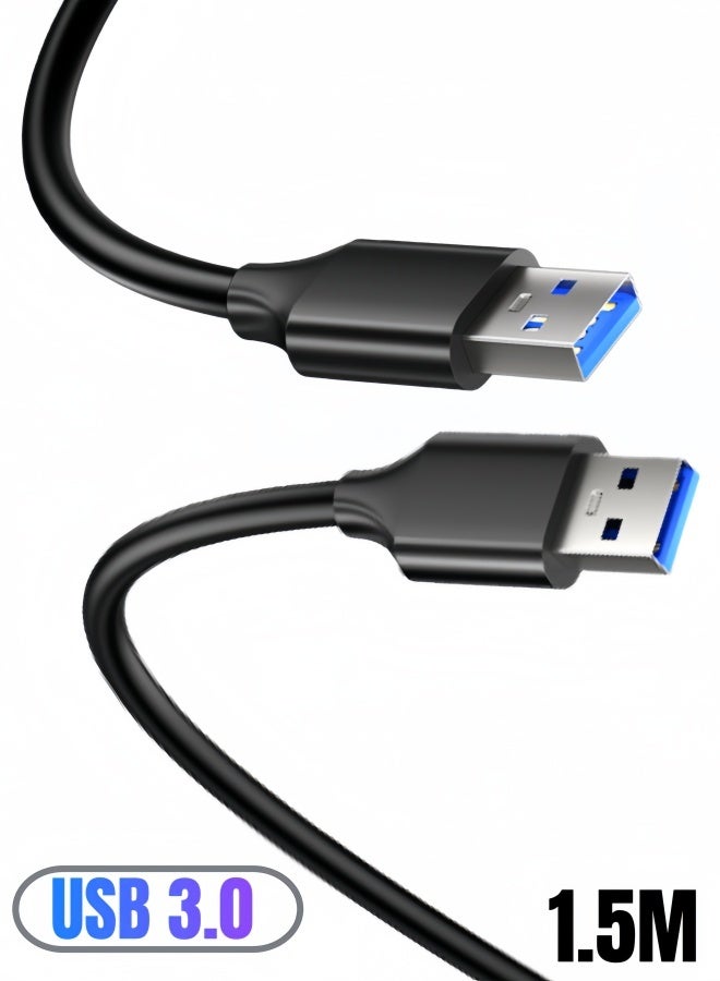 الصفحة الرئيسية كابل بيانات USB 3.0 من النوع A إلى النوع A (1.5 م) - كابل نقل بيانات ومزامنة عالي السرعة بسرعة 5 جيجابت في الثانية - موصلات ذكر-ذكر مناسبة للأقراص الصلبة الخارجية والطابعات والمودم والكاميرات والماسحات الضوئية - غلاف خارجي من مادة PVC لزيادة المتانة - Image 1