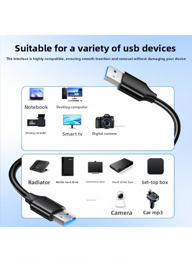 الصفحة الرئيسية كابل بيانات USB 3.0 من النوع A إلى النوع A (1.5 م) - كابل نقل بيانات ومزامنة عالي السرعة بسرعة 5 جيجابت في الثانية - موصلات ذكر-ذكر مناسبة للأقراص الصلبة الخارجية والطابعات والمودم والكاميرات والماسحات الضوئية - غلاف خارجي من مادة PVC لزيادة المتانة - Image 2