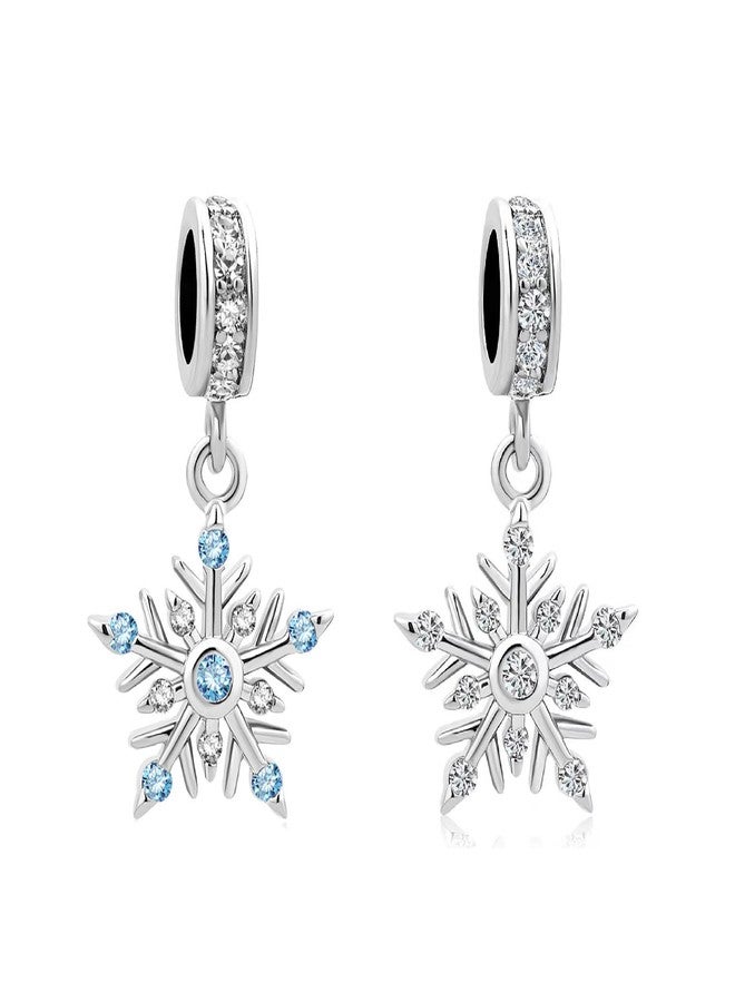 MiiFort Blue Snowflake Charm Compatible with Pandora Charms Bracelets Christmas Santa Xmas Dangle Frozen March Birthstones - Image 2