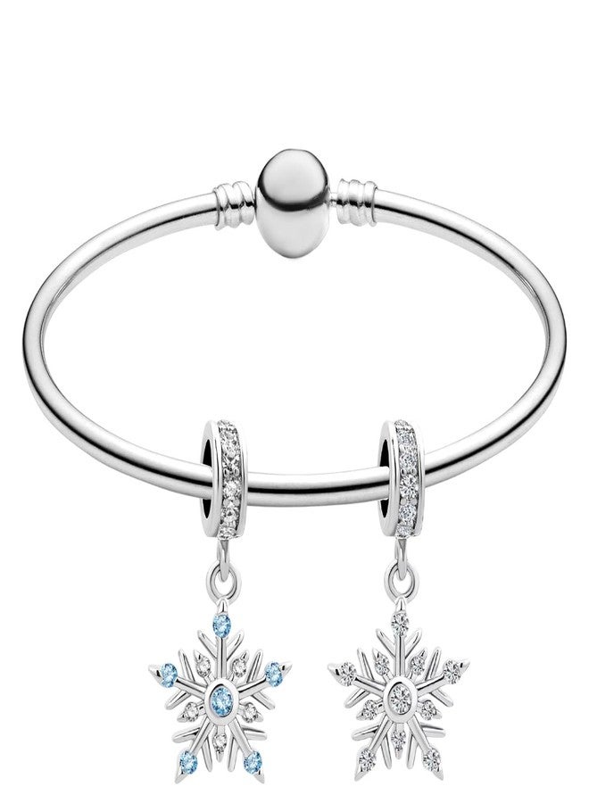 MiiFort Blue Snowflake Charm Compatible with Pandora Charms Bracelets Christmas Santa Xmas Dangle Frozen March Birthstones - Image 3