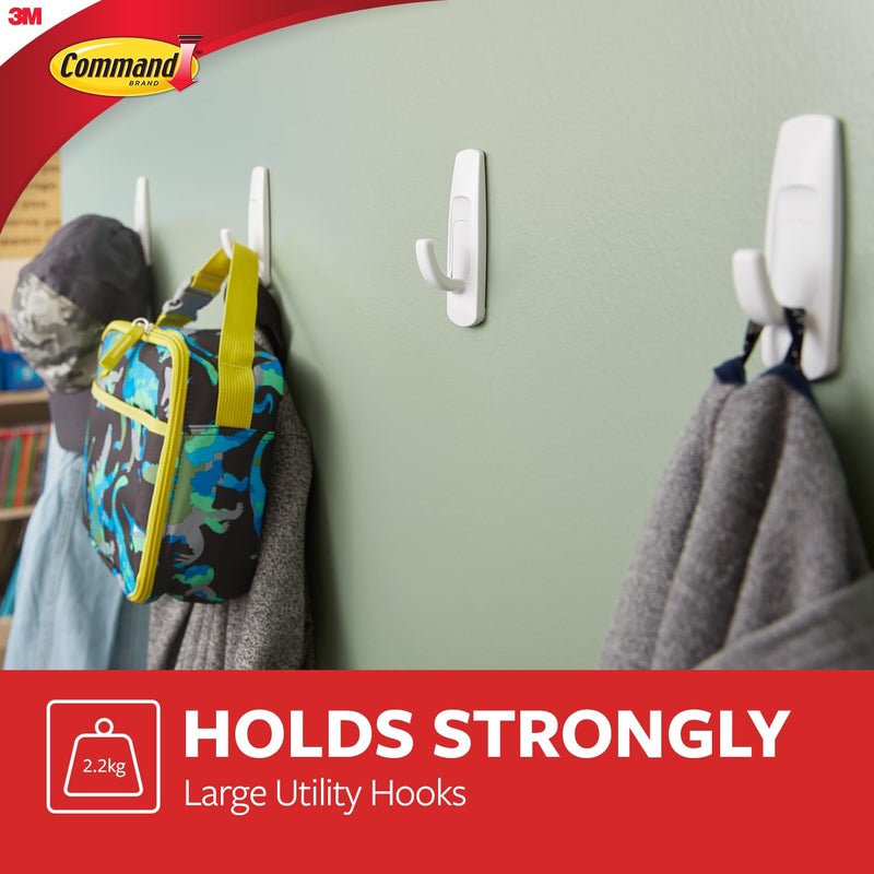 كوماند Command Large Utility Hooks, White, 7 Hooks and 12 Adhesive Strips - Image 4
