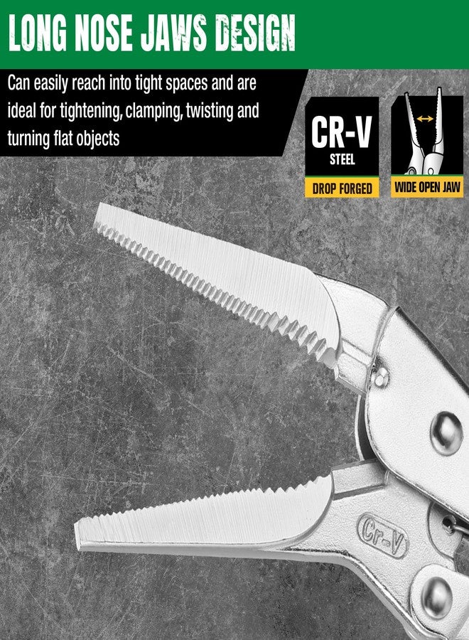 SK 9.5" Long Nose Locking Pliers, Premium CR-V Construction, Ergonomic Anti-slip Handle, Ideal for Welding or Assembly - Image 4