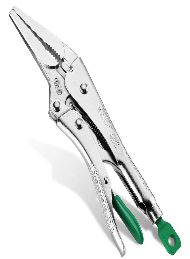 SK 9.5" Long Nose Locking Pliers, Premium CR-V Construction, Ergonomic Anti-slip Handle, Ideal for Welding or Assembly - Image 1