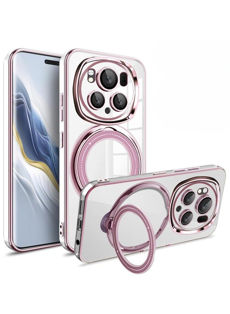 general Clear Case for Honor Magic 6 Pro (2024),Magnetic Electroplated Phone Protective Case with All-inclusive Lens Protection  Ring Stand,Compatible with Car Mount  Wireless Charging